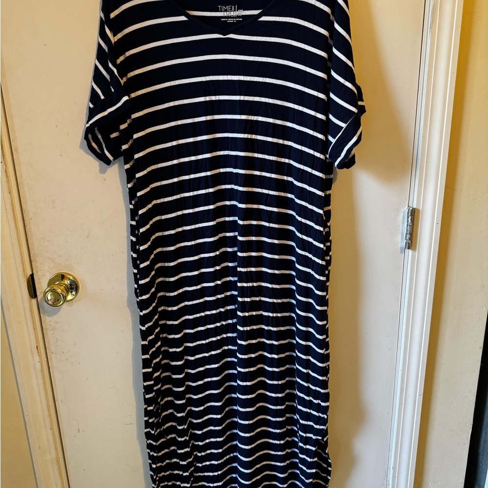 Time and Tru Navy and White Striped Dress